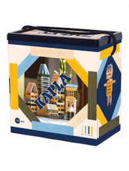 KAPLA BARIL 120 Couleurs Nature, Bleu clair, Jaune, Vert