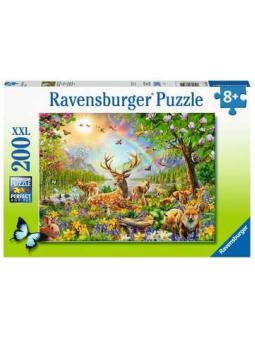 Puzzle 200 p XXL - Famille de cerfs et animaux