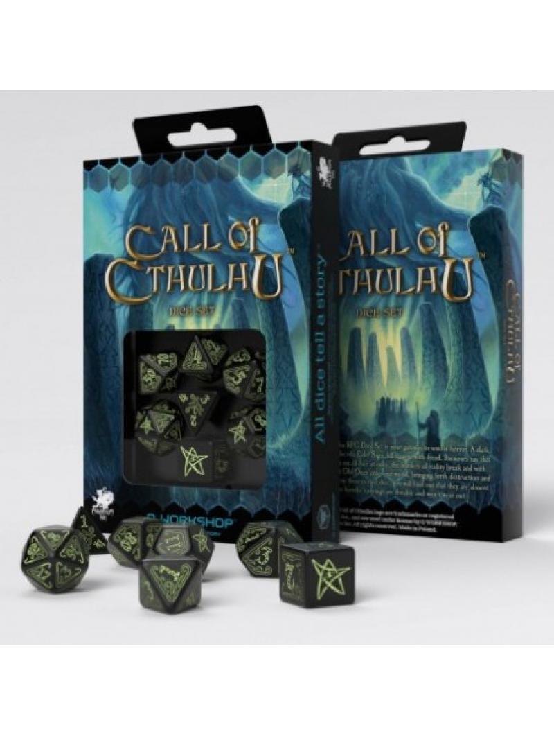 SET DE DÉS L'APPEL DE CTHULHU NOIR PHOSPHORESCENT